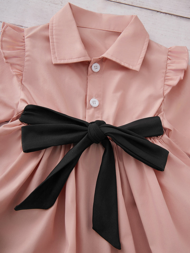 Blusa e Calça de Meia Estação para Bebê Menina com Babados na Bordadura da Manga e Meio Botão