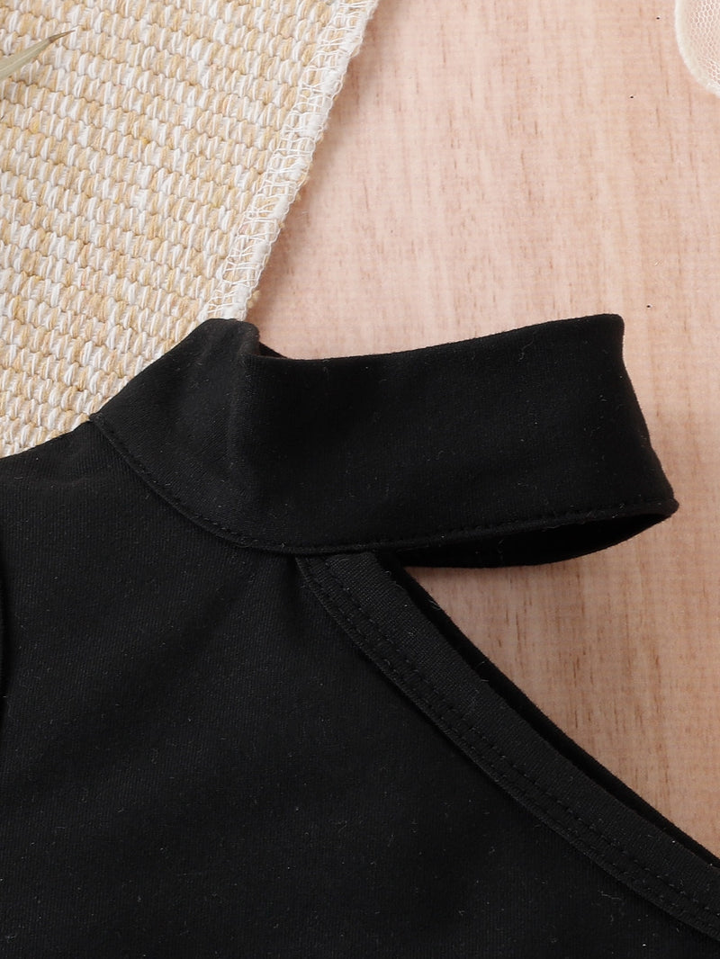 T-shirt Halter Para Bebê Menina E Calça Cargo De Lado Com Bolso Aba Sem Cinto
