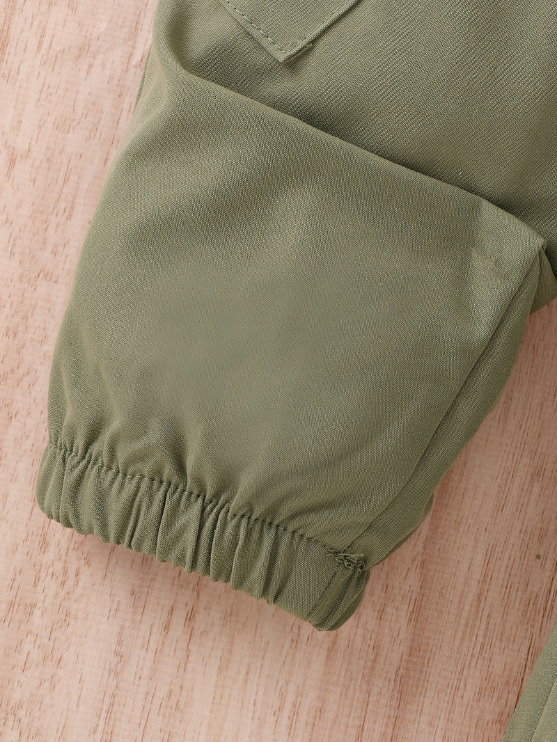 T-shirt Halter Para Bebê Menina E Calça Cargo De Lado Com Bolso Aba Sem Cinto