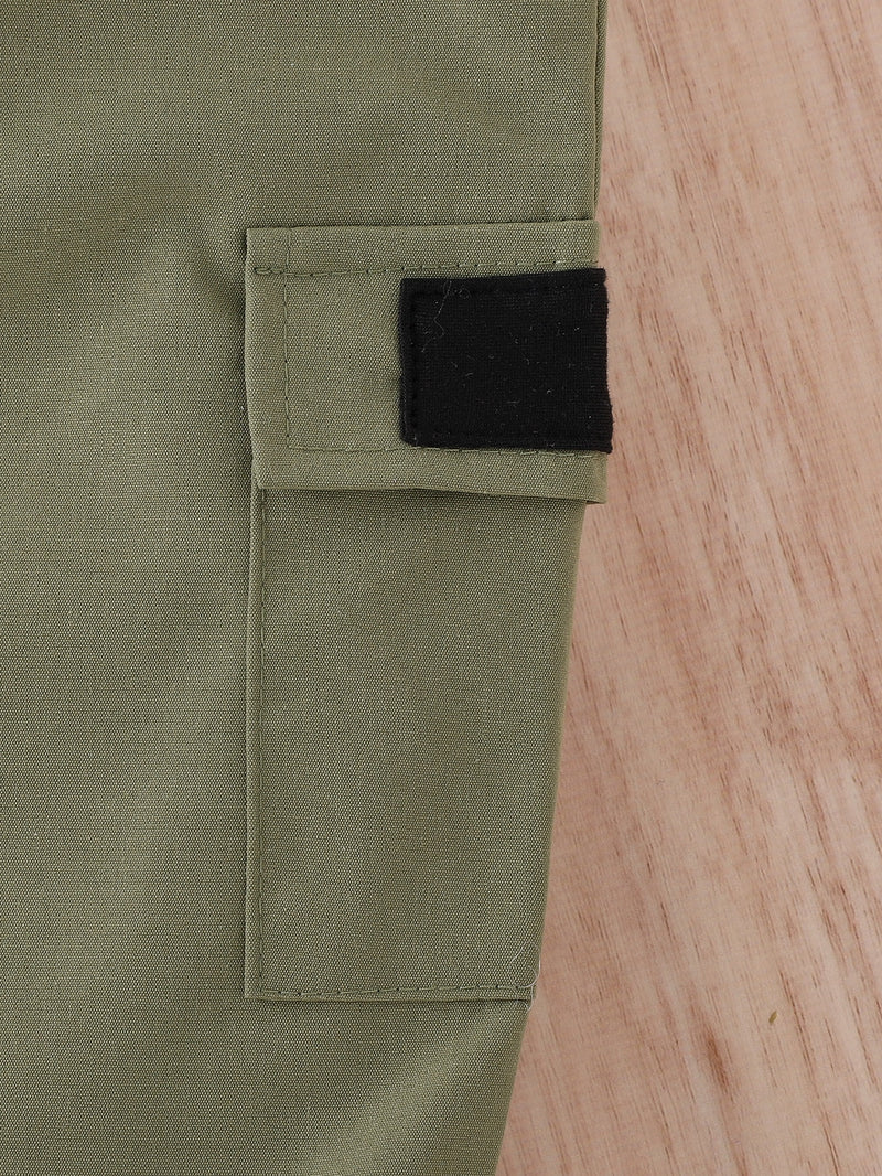 T-shirt Halter Para Bebê Menina E Calça Cargo De Lado Com Bolso Aba Sem Cinto