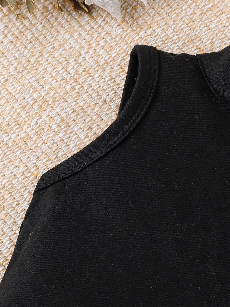 T-shirt Halter Para Bebê Menina E Calça Cargo De Lado Com Bolso Aba Sem Cinto