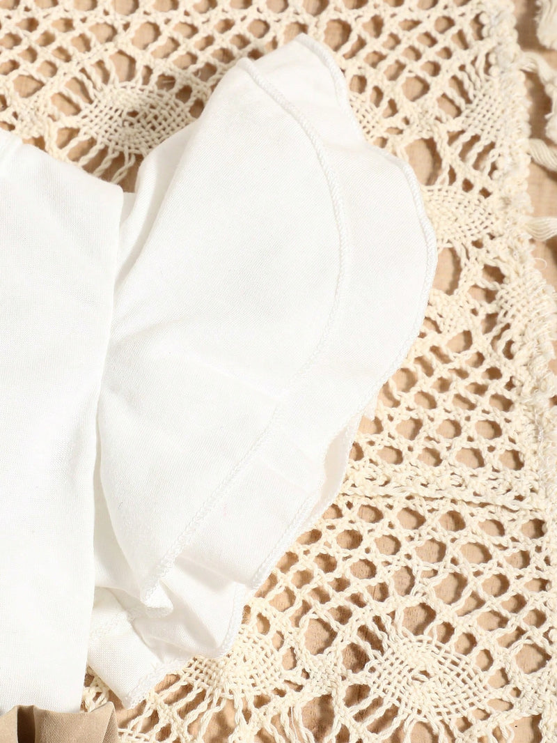 Conjunto de Top de um ombro só e shorts com cintura Paperbag para bebê menina