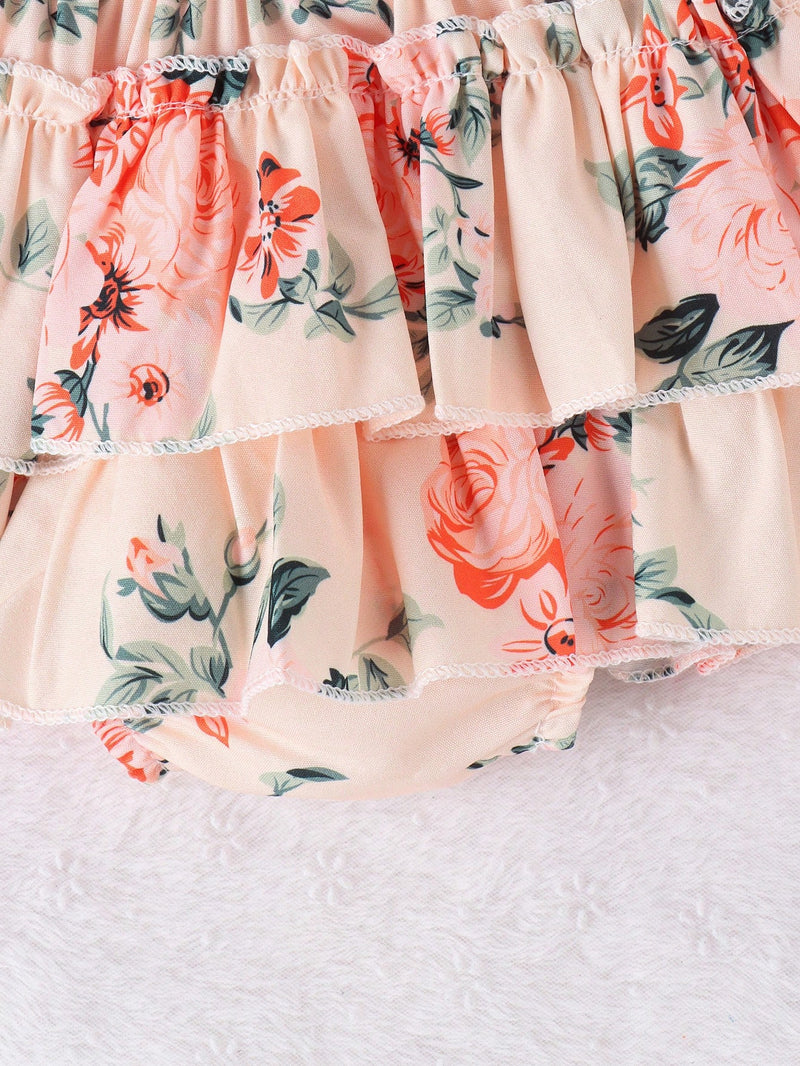 Conjunto de 2 peças de Bodysuit e shorts adoráveis para bebê menina, para o verão