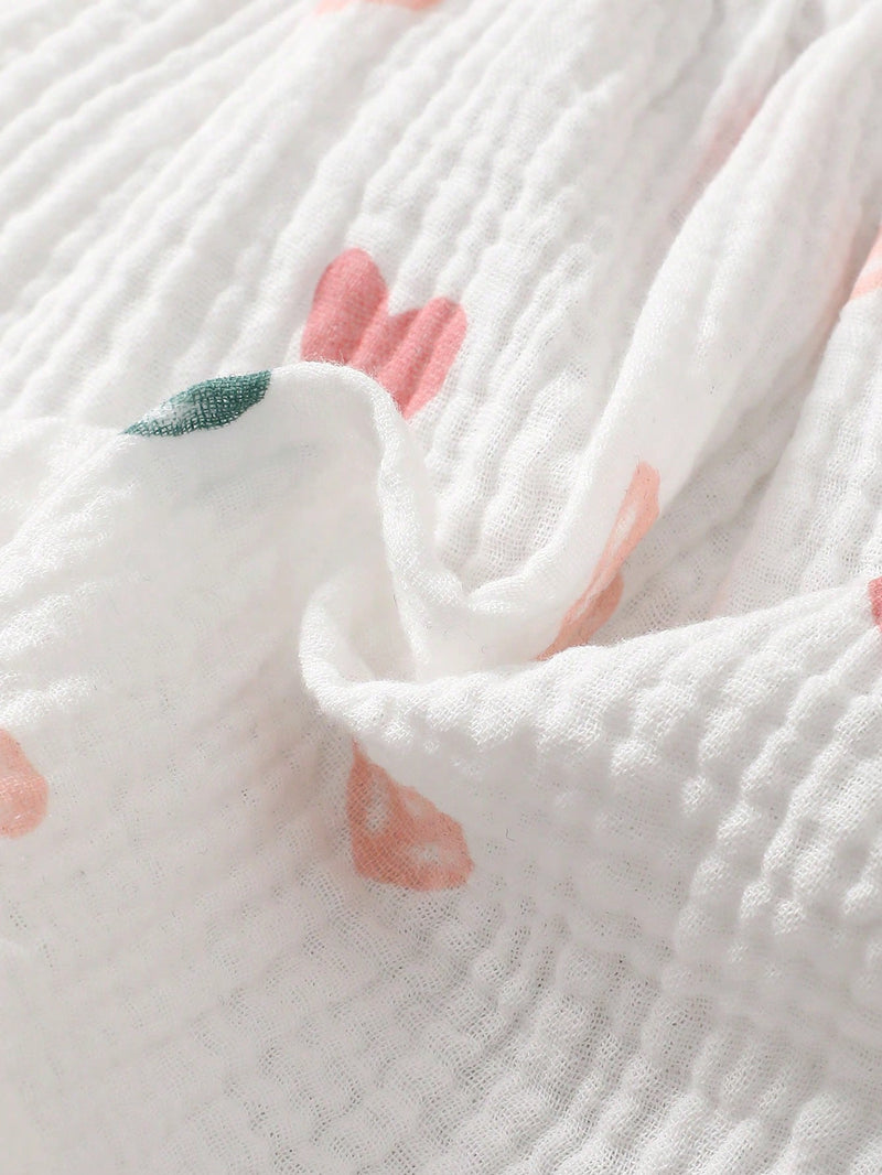 2 peças/Conjunto Vestido Infantil Feminino de Verão com Laço Pregueado Coração e Chapéu Fofo, Conjunto de Vestido Casual de Verão Confortável e Versátil