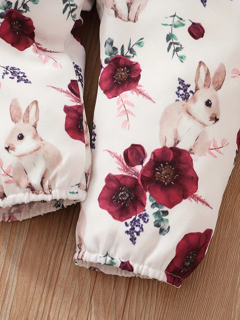 BrownBark Conjunto de roupa de bebê com 3 peças - Top de Manga Longa Amarela com Macacão de Flores e Faixa de Cabeça