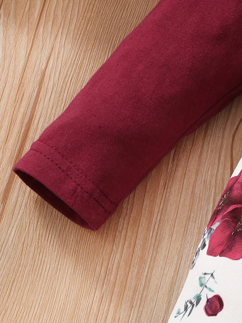 BrownBark Conjunto de roupa de bebê com 3 peças - Top de Manga Longa Amarela com Macacão de Flores e Faixa de Cabeça