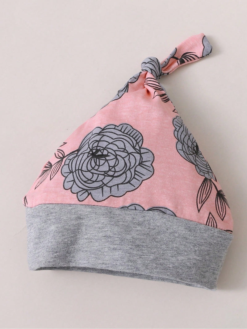 BrownBark Conjunto de 4 peças de Top e Calça e Chapéu e Faixa de Cabeça de Manga Longa com Estampa de Alfabeto para Bebê Menina na Primavera e Outono.