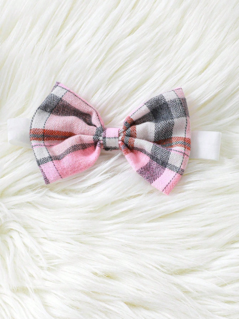Conjunto de 2 peças de Vestido Xadrez da Moda & Faixa de Cabeça, para Bebê Menina, Natal