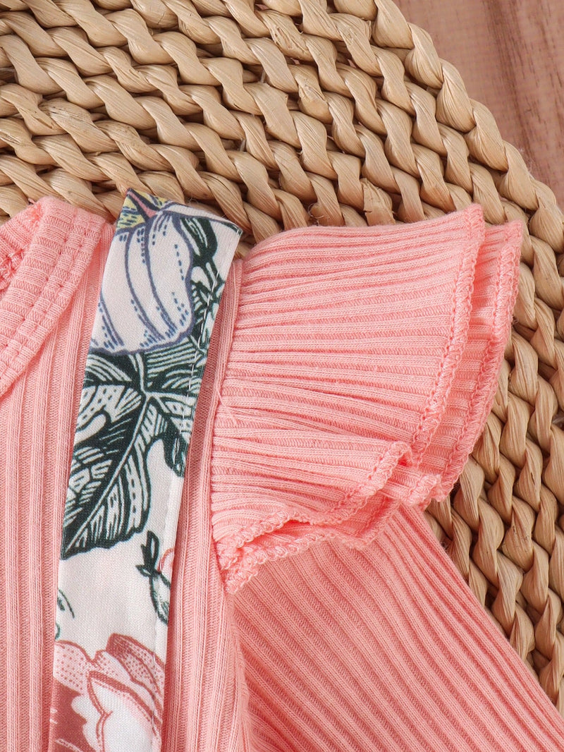 1 Peça Bodysuit de Manga Longa de Gola Careca Fofo para Bebê Menina, Primavera/Outono