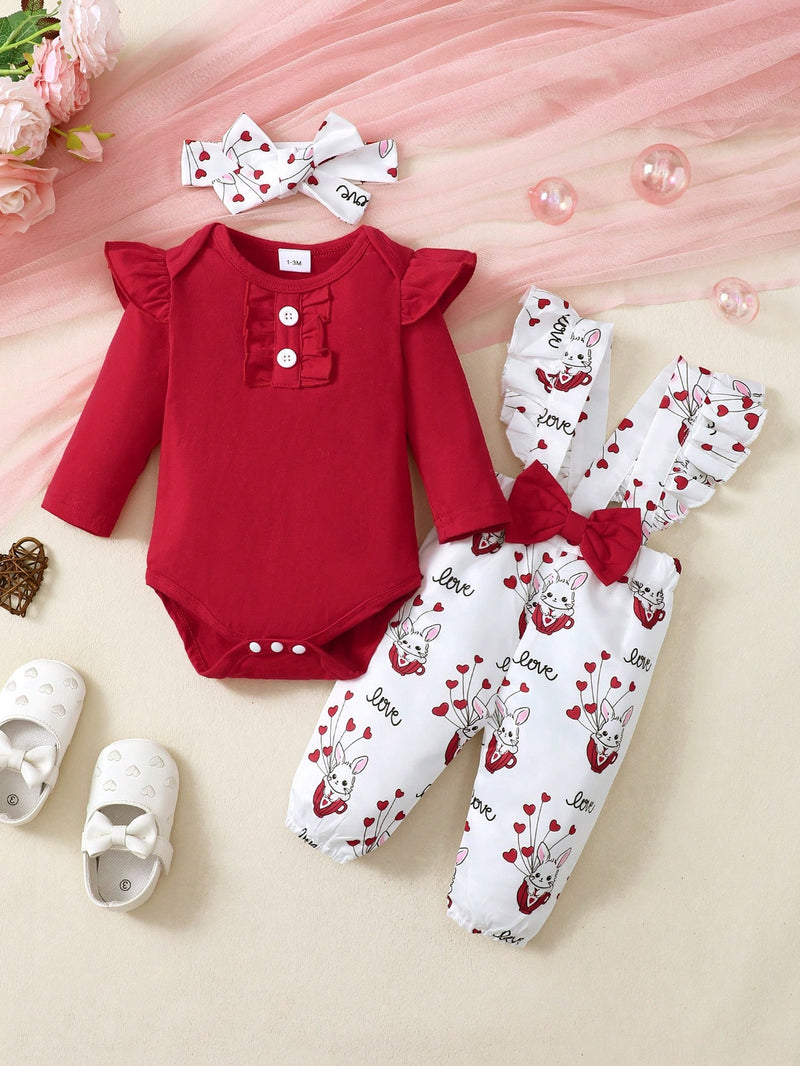 BrownBark Conjunto de roupa de bebê com 3 peças - Top de Manga Longa Amarela com Macacão de Flores e Faixa de Cabeça
