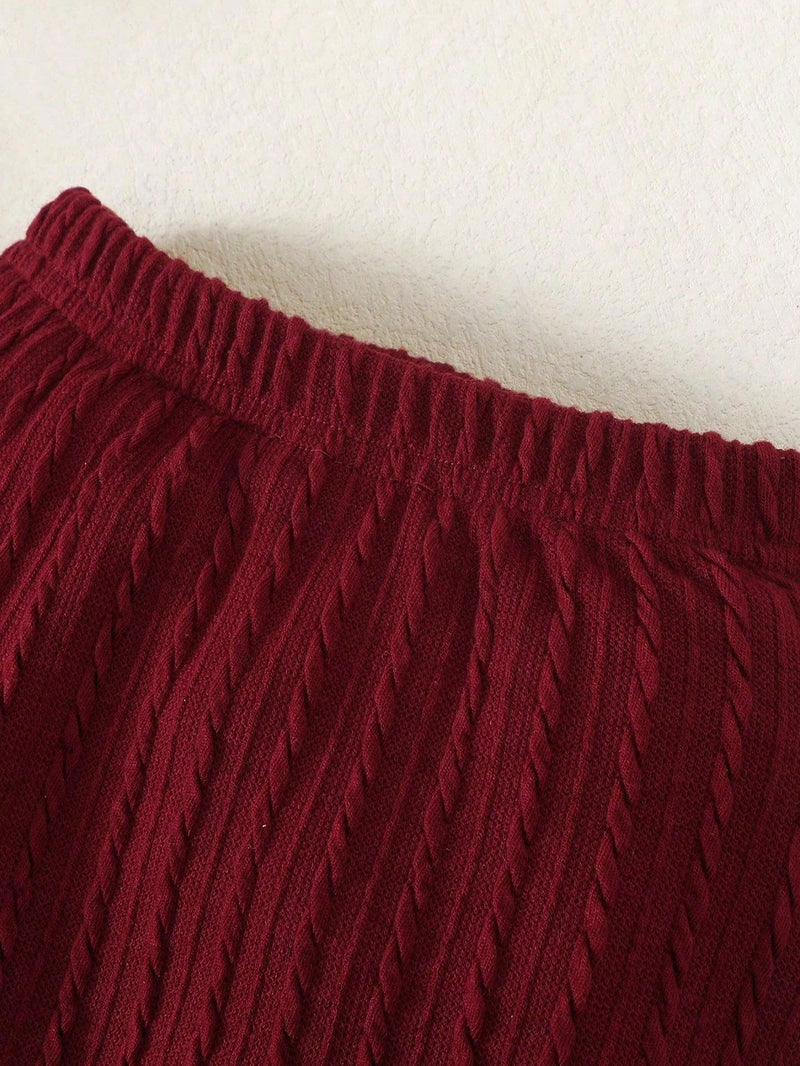 Conjunto de 3 peças Soltinho Casual para Bebê Menina com Decoração de Laço, Detalhes de Babado, Calça Longa e Faixa de Cabelo para Primavera/Outono