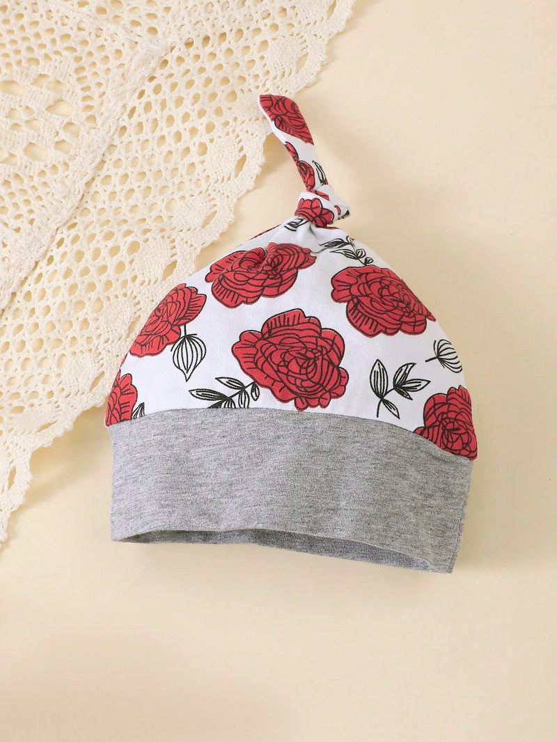 BrownBark Conjunto de 4 peças de Top e Calça e Chapéu e Faixa de Cabeça de Manga Longa com Estampa de Alfabeto para Bebê Menina na Primavera e Outono.