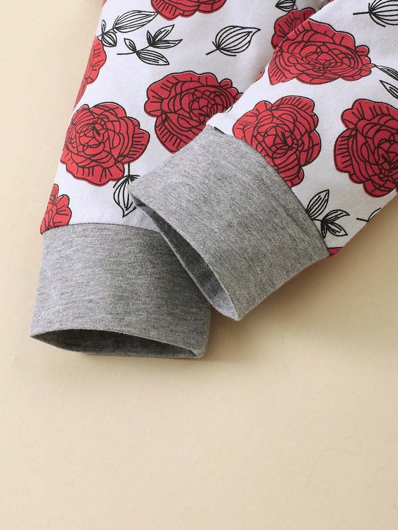 BrownBark Conjunto de 4 peças de Top e Calça e Chapéu e Faixa de Cabeça de Manga Longa com Estampa de Alfabeto para Bebê Menina na Primavera e Outono.