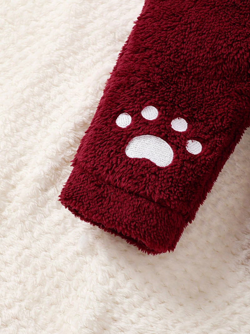 Conjunto de 2 peças para Bebê Menina - Casaco de Fleece Reversível com Bordado de Urso Fofo