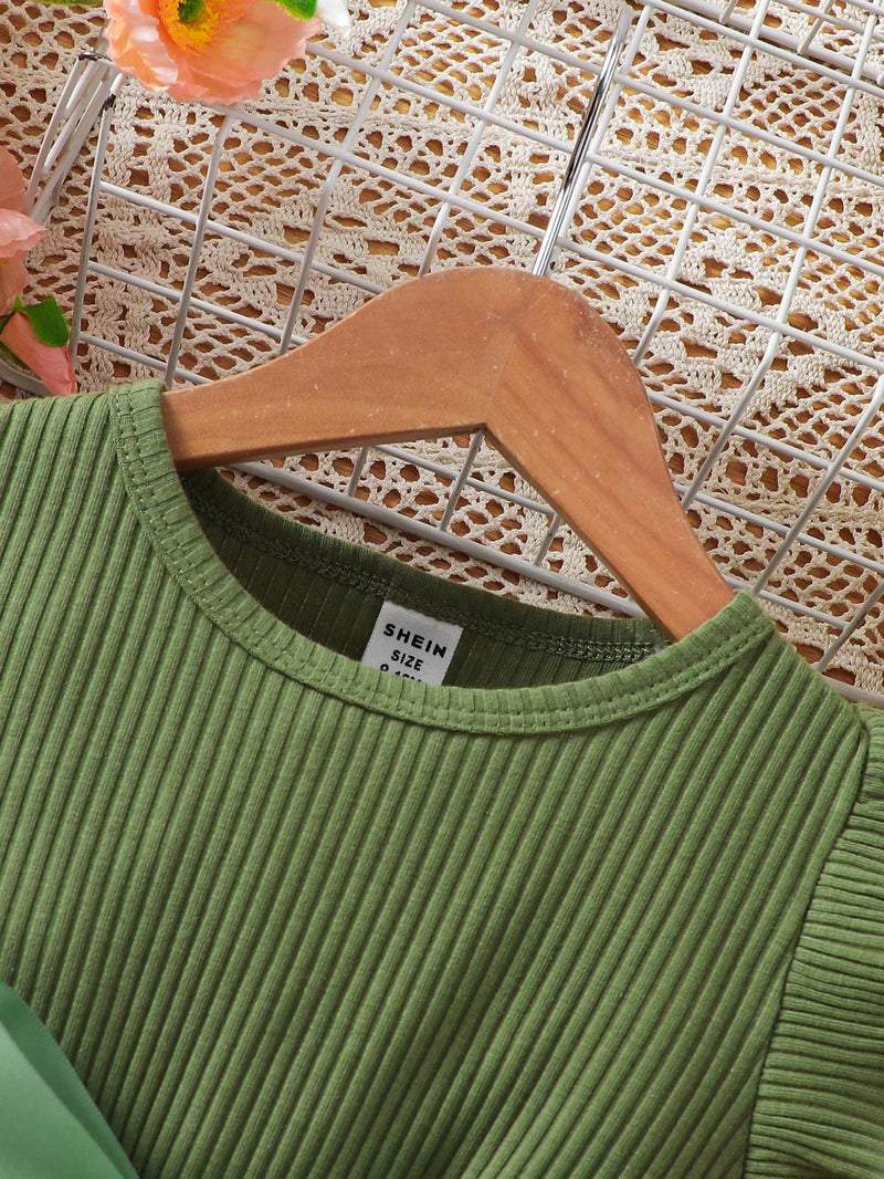 Vestido Fofo Casual e Romântico de Borboleta com Cinto Estampado com Padrão Diário Básico para Bebê Menina, Adequado para Passeios