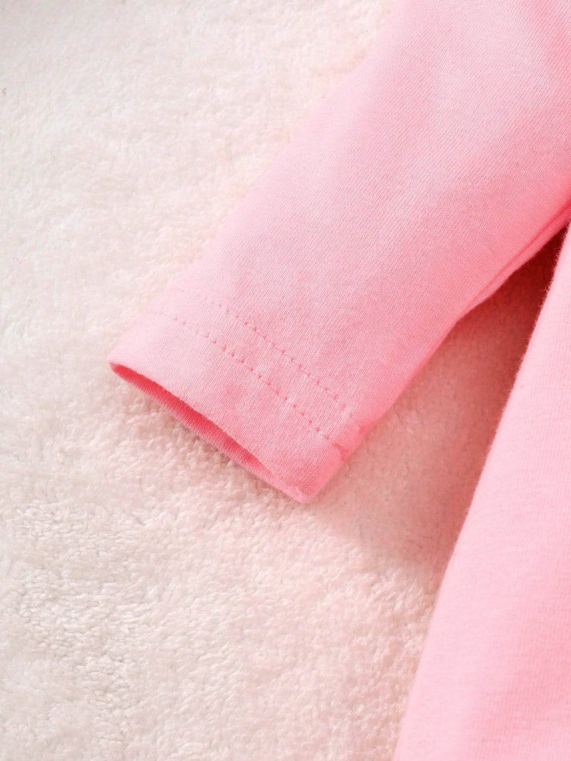 3 peças Conjunto de Macacão de Manga Longa com Decote Redondo Casual para Recém-Nascidos Meninas com Estampa de Estrela, Lua e Nuvem