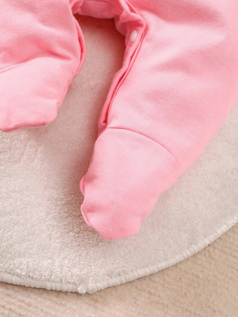 3 peças Conjunto de Macacão de Manga Longa com Decote Redondo Casual para Recém-Nascidos Meninas com Estampa de Estrela, Lua e Nuvem