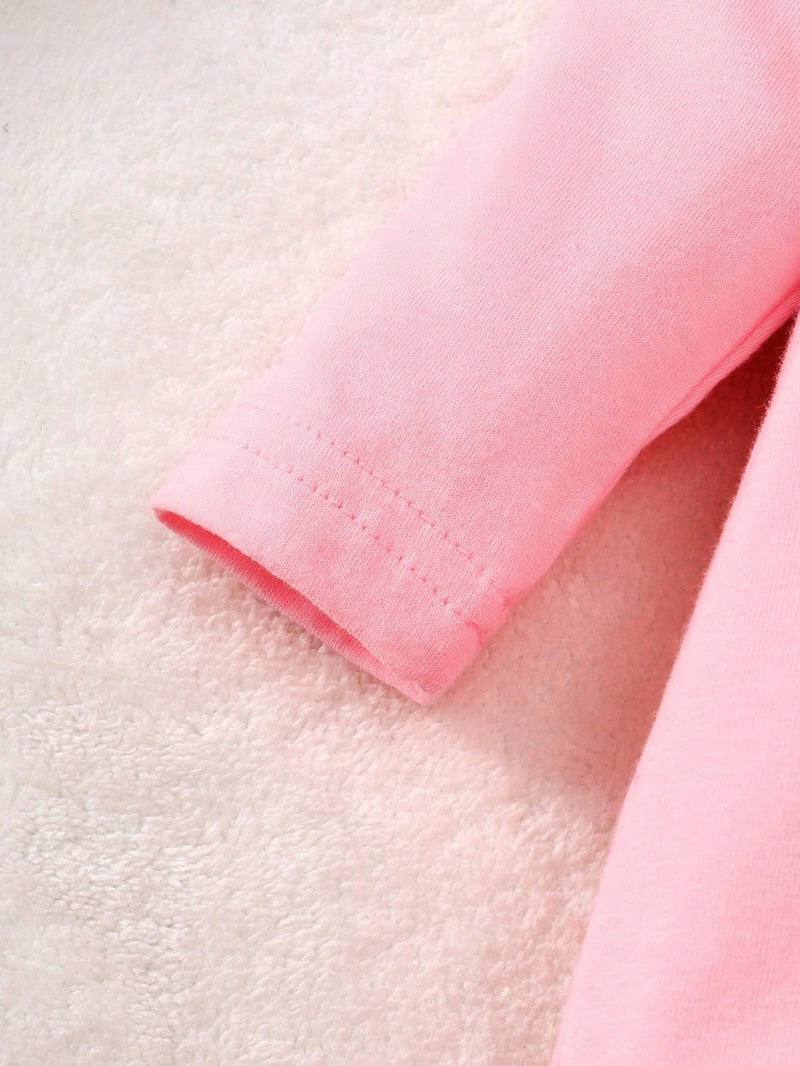 3 peças Conjunto de Macacão de Manga Longa com Decote Redondo Casual para Recém-Nascidos Meninas com Estampa de Estrela, Lua e Nuvem