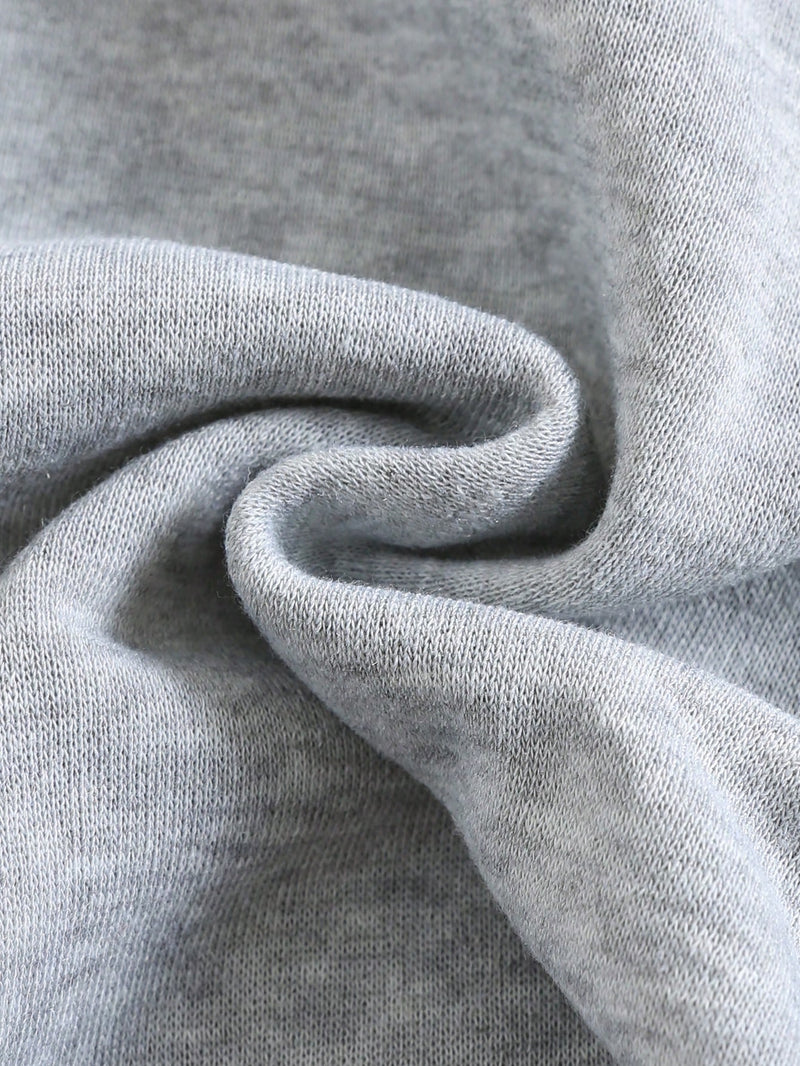 2 Peças Conjunto de Bebê Menino, Moletom com Capuz e Estampa de Letra Casual e Calça Longa de Cintura Elástica, Adequado para Outono/Inverno