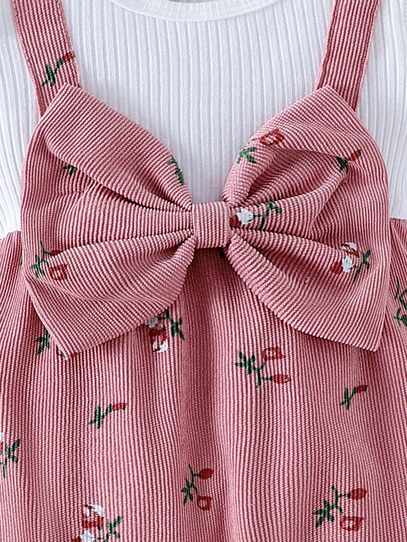 Macaquinho Floral Delicado para Bebê Menina com Decoração em Laço e Tiara, Primavera e Outono