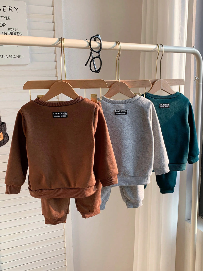 6 Peças Pacote de Conjunto de Roupas Combinadas de Menino/Menina Bebê, Verde Caqui e Cinza Sólido, Moletom de Manga Longa com Capuz Versátil e Calça Longa de Cintura Elástica, Adequado para Outono/Inverno, Outdoor e Esportes