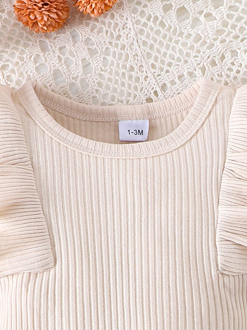 Conjunto de 2 peças para Bebê Menina, Bodysuit de Manga Longa + Vestido Jardineira de Veludo Cotelê, Outono Inverno