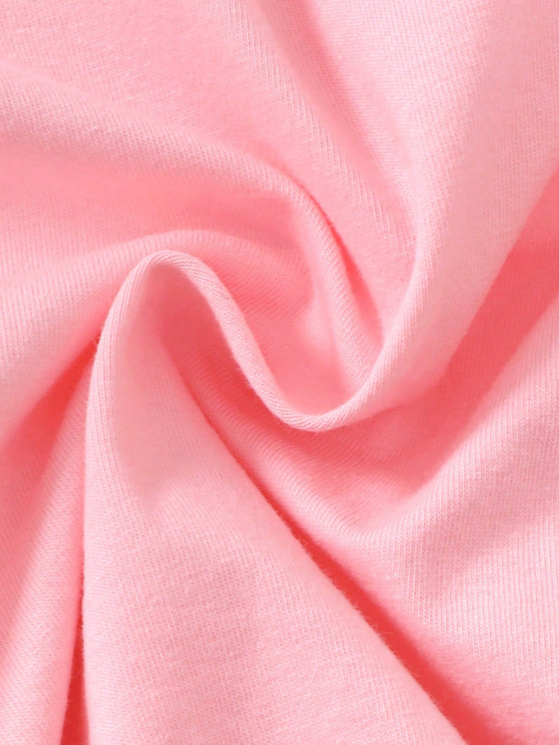 3 peças Conjunto de Macacão de Manga Longa com Decote Redondo Casual para Recém-Nascidos Meninas com Estampa de Estrela, Lua e Nuvem