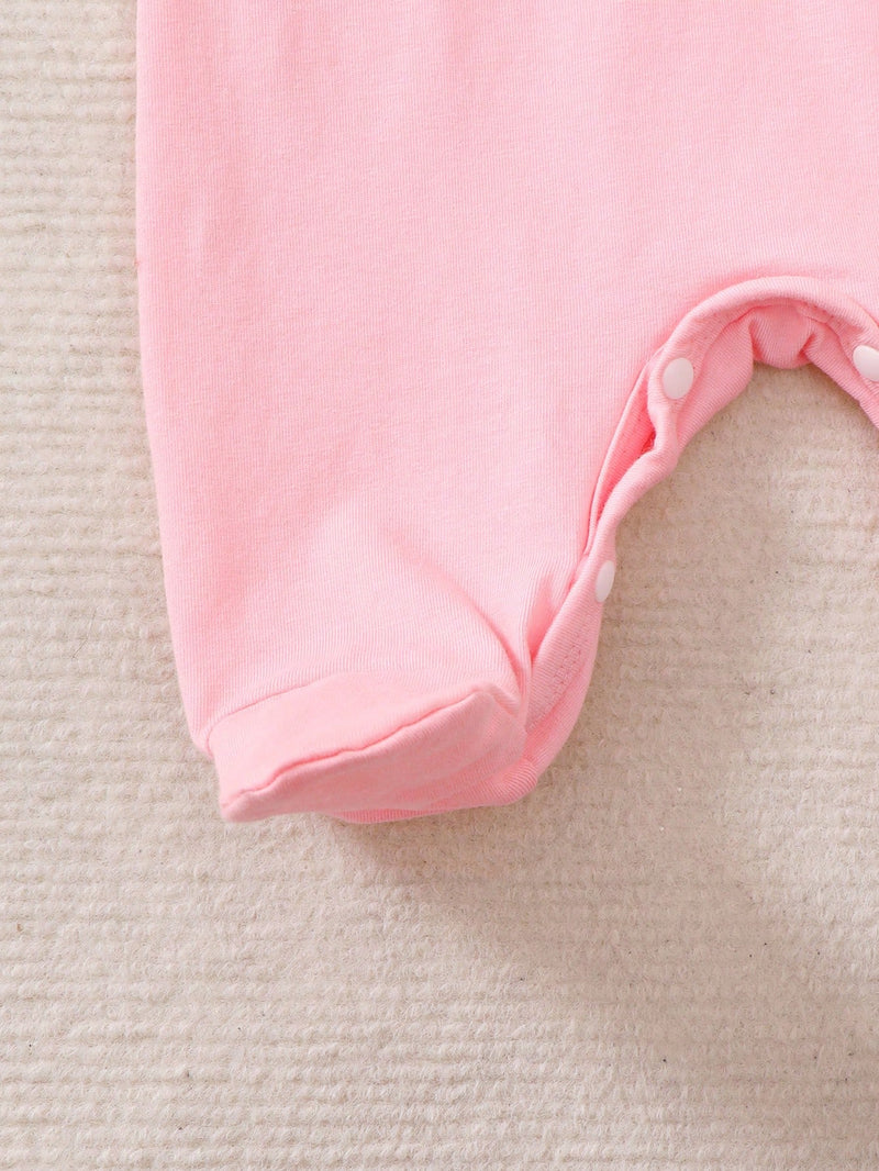 3 peças Conjunto de Macacão de Manga Longa com Decote Redondo Casual para Recém-Nascidos Meninas com Estampa de Estrela, Lua e Nuvem