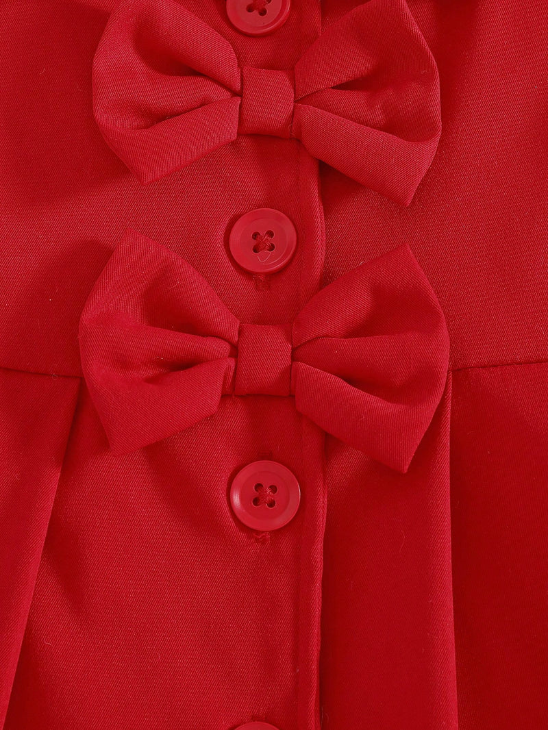 Souflis Souflis Jaqueta Forrada de Fleece para Bebês Meninas com Gola Falsa de Pele e Laço 3D, Casaco Trench para Outono Inverno, Cáqui Marrom