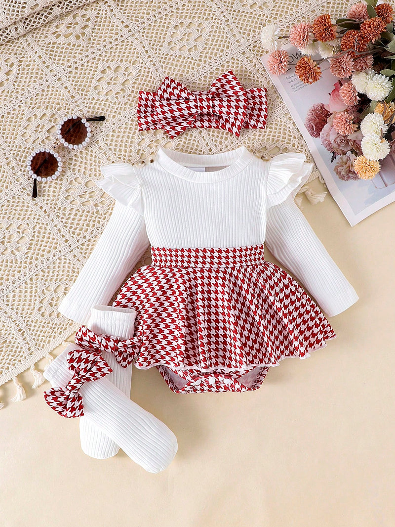 1 Peça Macacão Longo de Manga Longa com Estampa Patchwork Fofa para Bebês e Crianças Pequenas, Fino para Primavera e Outono
