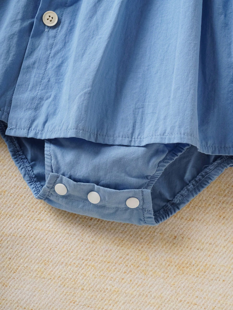 Souflis Souflis Body De Mangas Curtas Com Babados De Borda De Renda Azul Para Bebês Meninas Com Headband, Adequado Para Uso Diário E Casual, Primavera/verão
