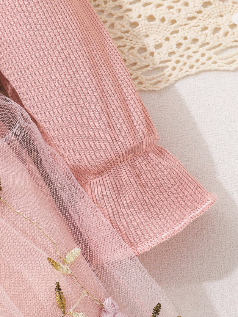 Vestido de Princesa de Babados e Laço na Frente com Manga Curta, Macio e Respirável, para Meninas Bebês Elegantes e Doces