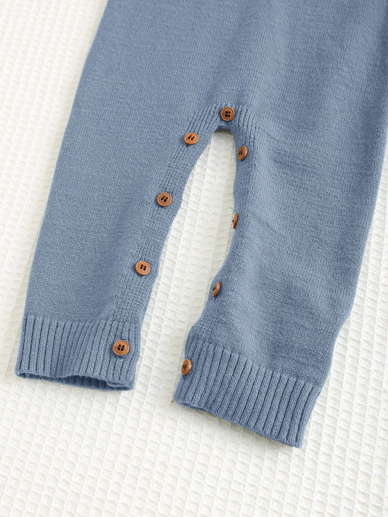 Bebê Recém-nascido Menino/Menina Macacão Estampado Fofo de Bloco de Cores com Gola Polo de Manga Longa, Outono/Inverno