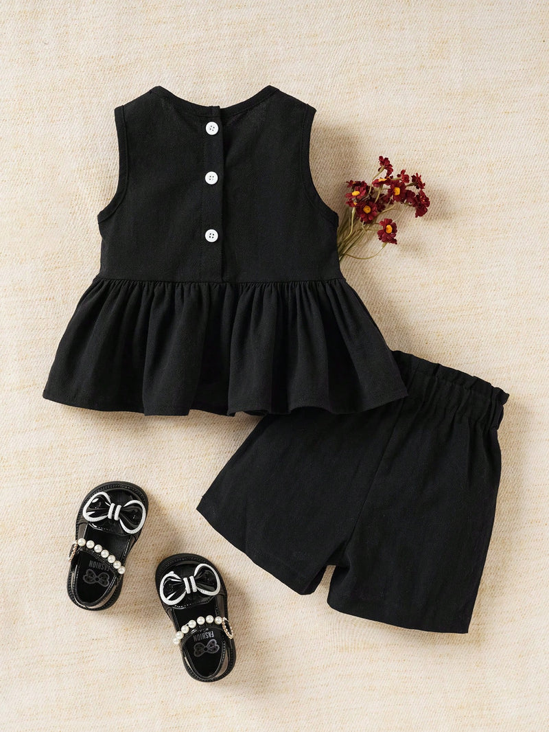 Souflis Souflis Conjunto de 2 peças para bebê menina em Rosa, Elegante, Bonito, Roupa Casual para o Dia a Dia de Primavera e Verão