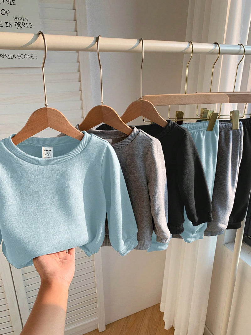 6 Peças Pacote de Conjunto de Roupas Combinadas de Menino/Menina Bebê, Verde Caqui e Cinza Sólido, Moletom de Manga Longa com Capuz Versátil e Calça Longa de Cintura Elástica, Adequado para Outono/Inverno, Outdoor e Esportes