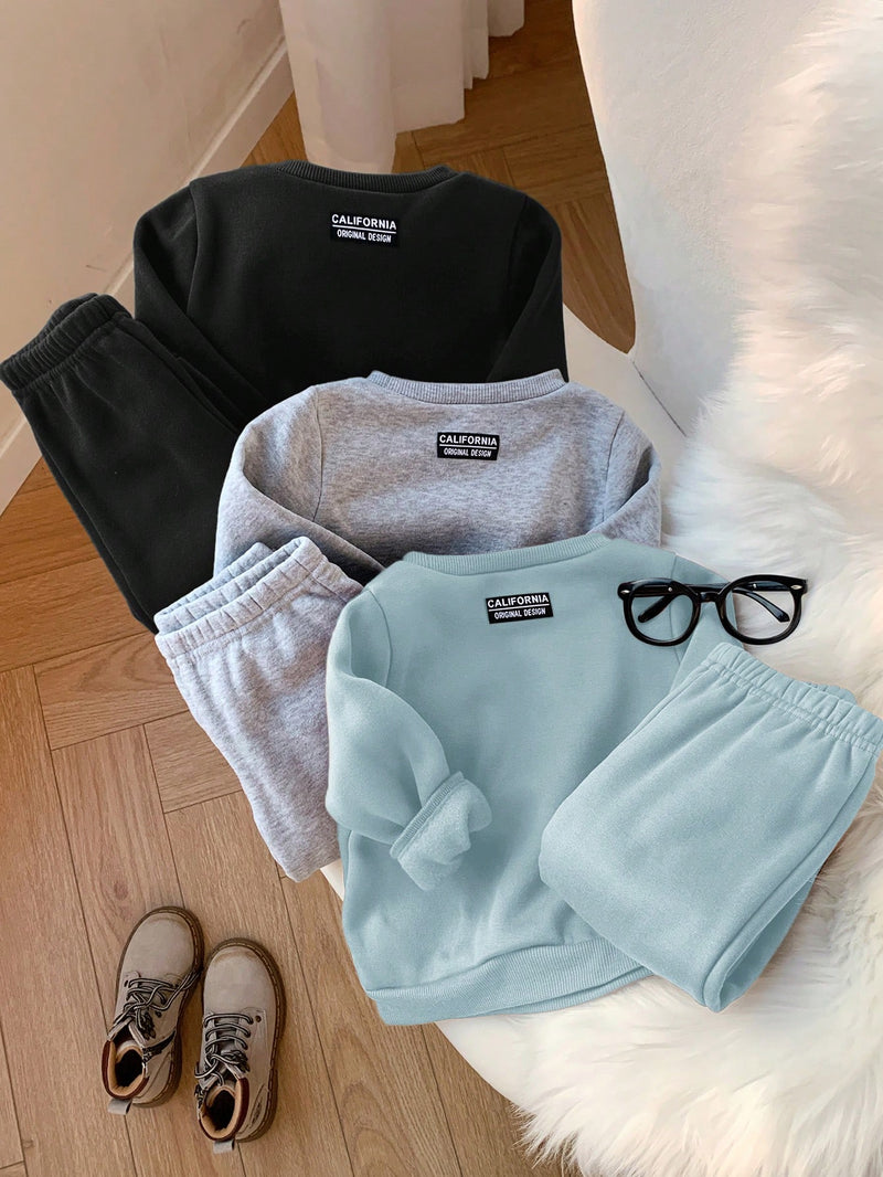 6 Peças Pacote de Conjunto de Roupas Combinadas de Menino/Menina Bebê, Verde Caqui e Cinza Sólido, Moletom de Manga Longa com Capuz Versátil e Calça Longa de Cintura Elástica, Adequado para Outono/Inverno, Outdoor e Esportes