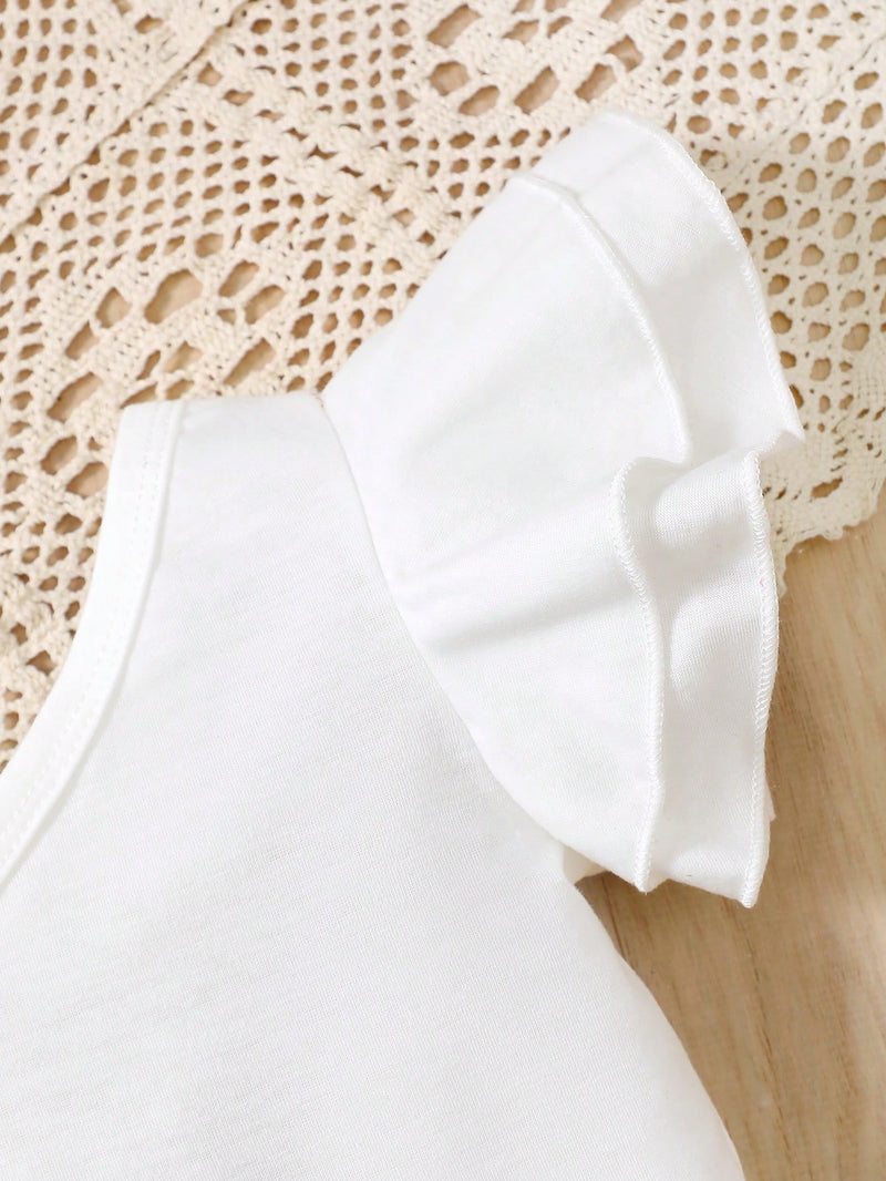 Conjunto de Top de um ombro só e shorts com cintura Paperbag para bebê menina
