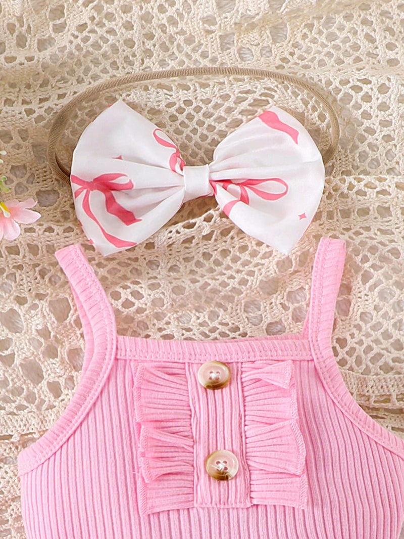 Conjunto de 2 peças de Bodysuit e shorts adoráveis para bebê menina, para o verão