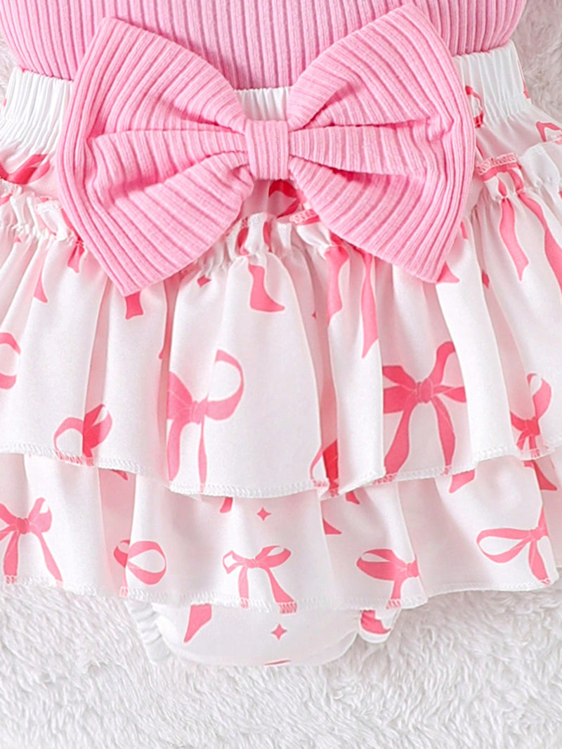 Conjunto de 2 peças de Bodysuit e shorts adoráveis para bebê menina, para o verão