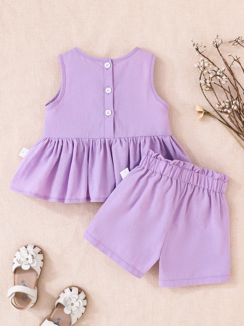 Souflis Souflis Conjunto de 2 peças para bebê menina em Rosa, Elegante, Bonito, Roupa Casual para o Dia a Dia de Primavera e Verão