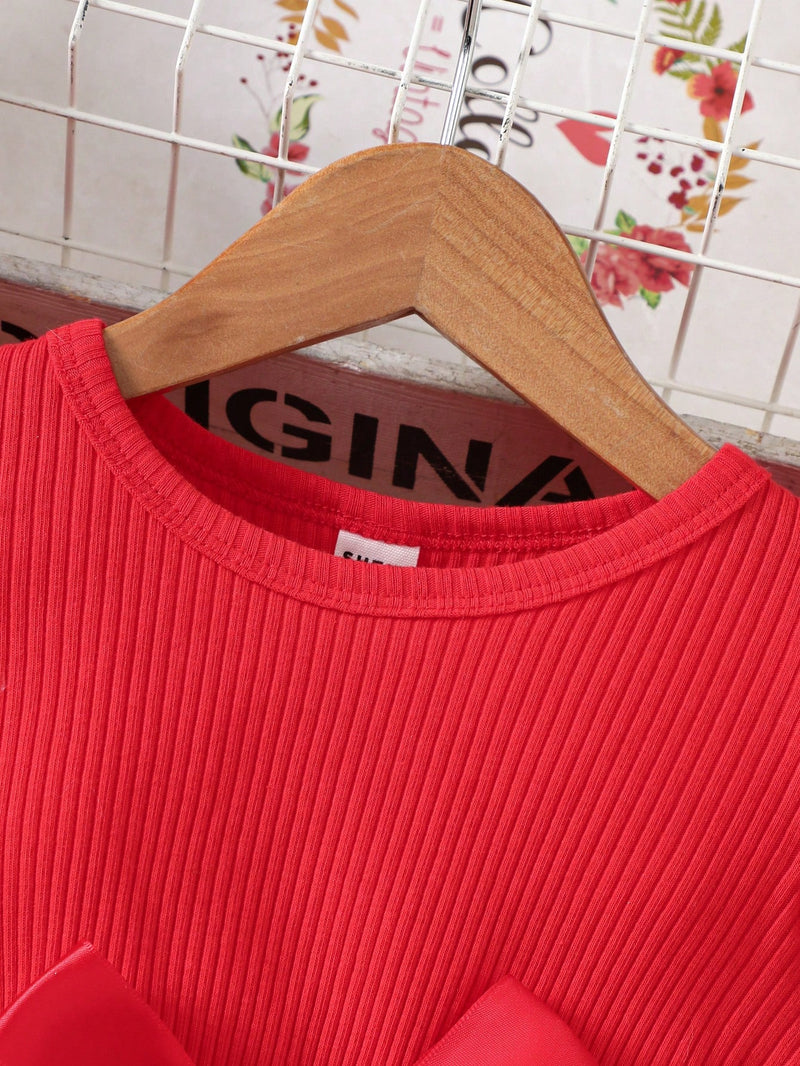 Vestido Fofo Casual e Romântico de Borboleta com Cinto Estampado com Padrão Diário Básico para Bebê Menina, Adequado para Passeios