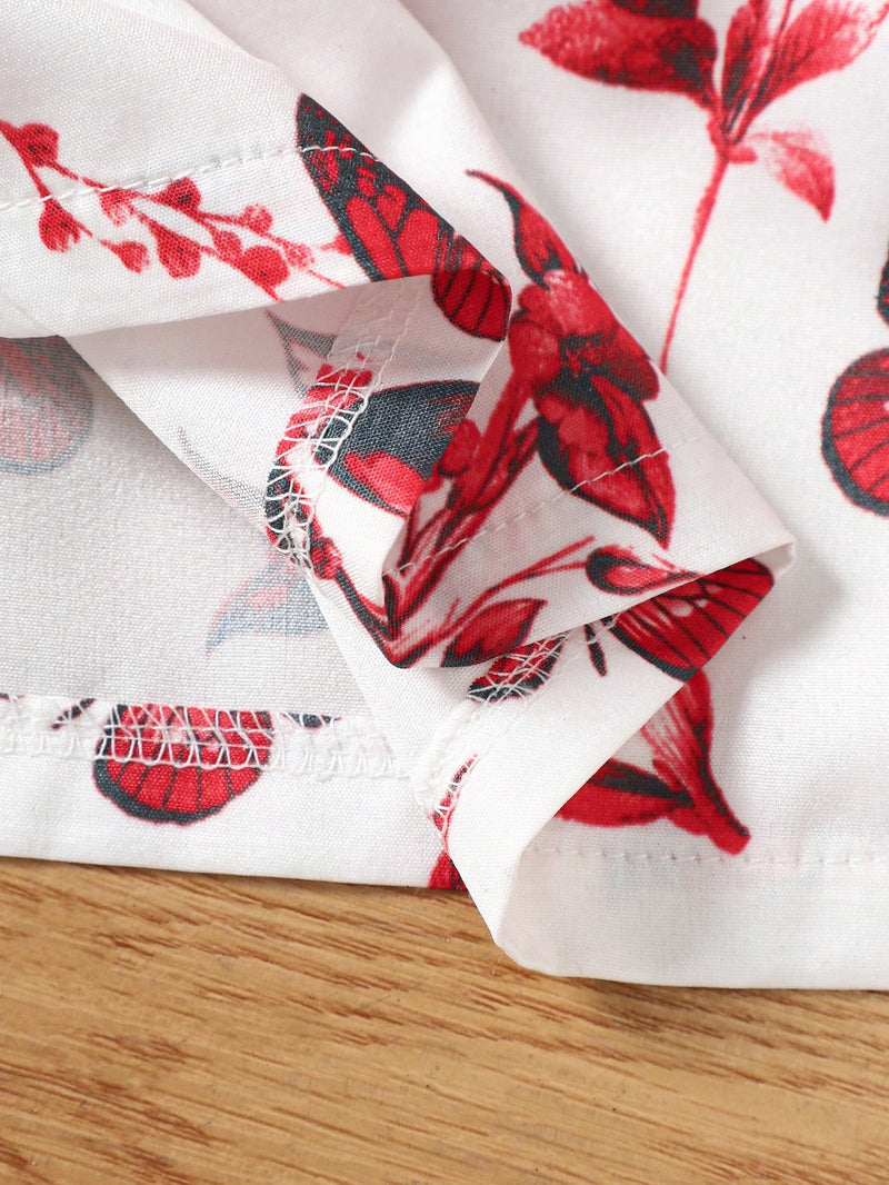 Vestido Fofo Casual e Romântico de Borboleta com Cinto Estampado com Padrão Diário Básico para Bebê Menina, Adequado para Passeios