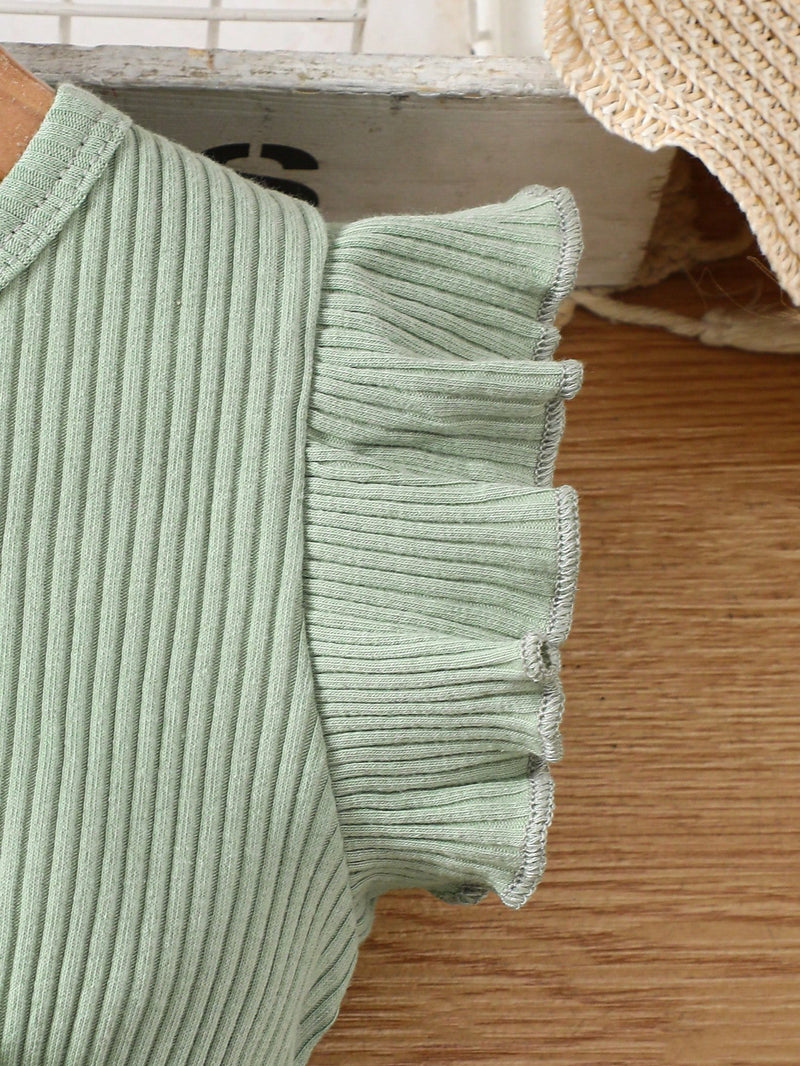 Vestido Fofo Casual e Romântico de Borboleta com Cinto Estampado com Padrão Diário Básico para Bebê Menina, Adequado para Passeios
