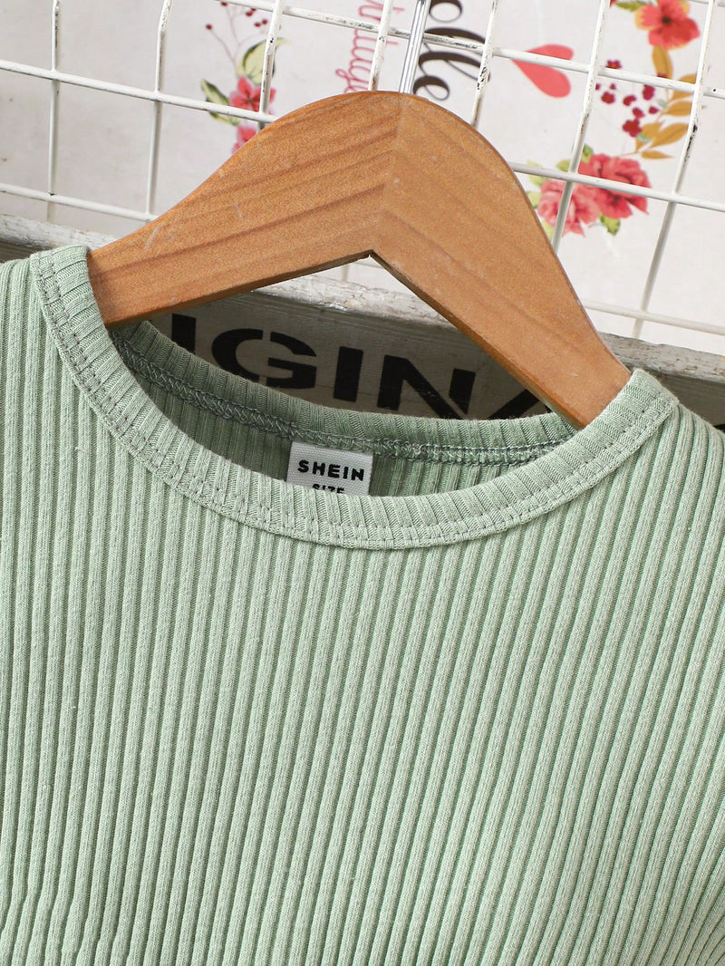 Vestido Fofo Casual e Romântico de Borboleta com Cinto Estampado com Padrão Diário Básico para Bebê Menina, Adequado para Passeios