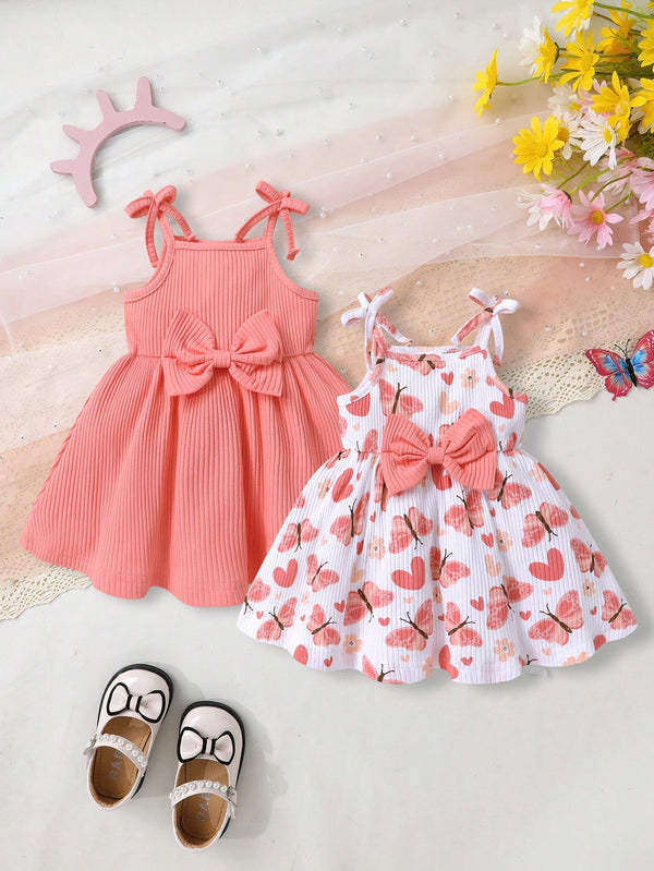 Conjunto com 2 Peças para Bebê Menina, Vestido de Princesa Decorado com Borboleta, Macio e Confortável