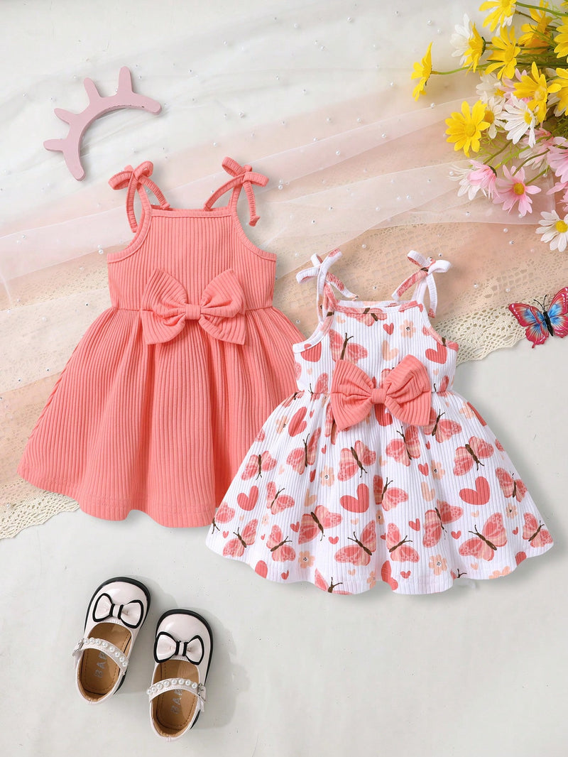 Conjunto com 2 Peças para Bebê Menina, Vestido de Princesa Decorado com Borboleta, Macio e Confortável