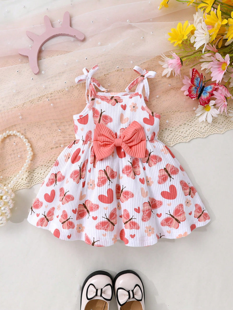 Conjunto com 2 Peças para Bebê Menina, Vestido de Princesa Decorado com Borboleta, Macio e Confortável