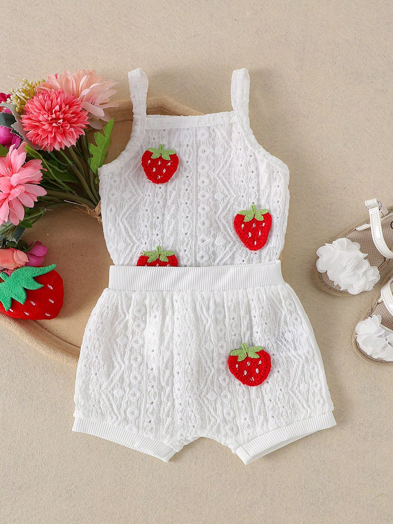 2 Peças Conjunto de Macacão e Shorts Confortáveis e Fofos com Alça Vazada para Bebê e Bebê Menina, Leve para Verão