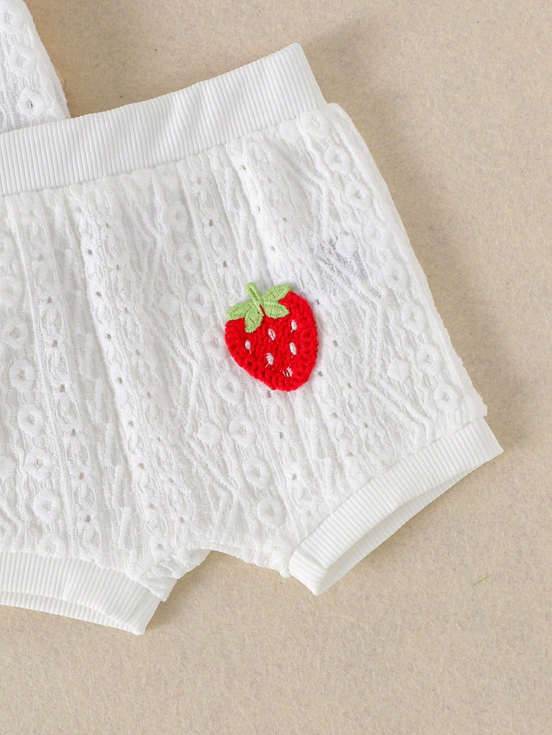 2 Peças Conjunto de Macacão e Shorts Confortáveis e Fofos com Alça Vazada para Bebê e Bebê Menina, Leve para Verão
