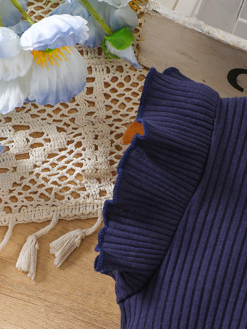 Vestido Fofo Casual e Romântico de Borboleta com Cinto Estampado com Padrão Diário Básico para Bebê Menina, Adequado para Passeios